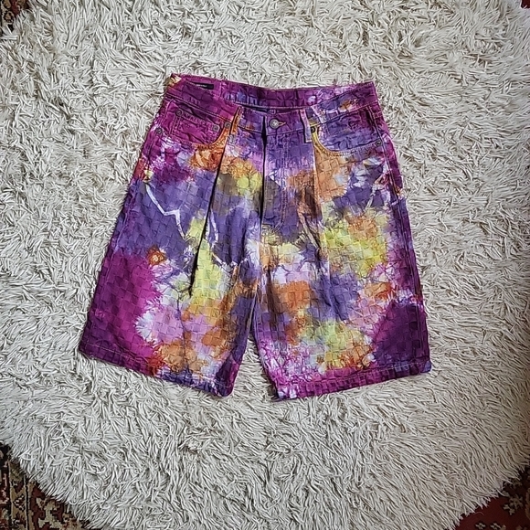 R13 Damon Pleated Relaxed Short Tie Dye Bermuda Shorts Baggy - Picture 1 of 14
